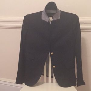 JCrew Schoolboy Blazer. Black w/ Gray Neck. Size 0